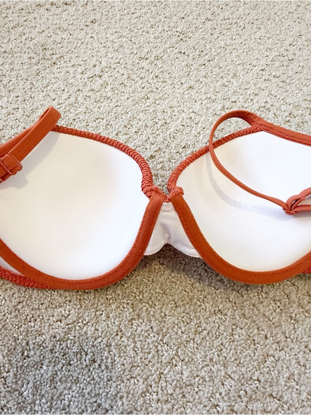 Victorias Secret Pink Burnt Orange Bikini Top Sz L VS Swimsuit Padded Underwire - Picture 8 of 8